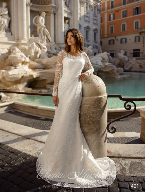 Кружевное свадебное платье на кокетке от Elena Novias оптом 401